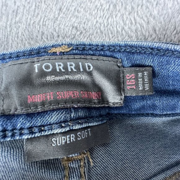 Torrid Women's Super Skinny Jeans Feel The Fit Super Soft Mid Fit Blue Size 16 - Picture 6 of 11